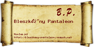 Bleszkány Pantaleon névjegykártya